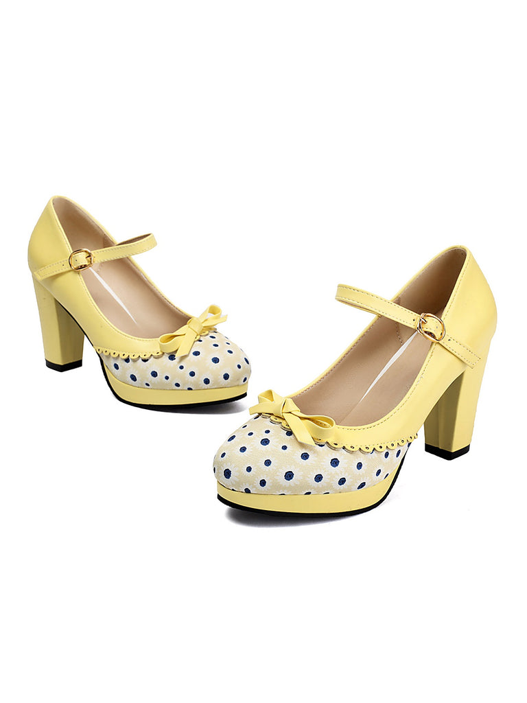 Polka Dot Round Toe Chunky Heels: timeless vintage elegance she makes her own