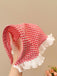Pink Pom Pom Lace Trim Sheer Mesh Head Scarf, vintage fashion, retro style - perfect for women who love vintage and retro fashion