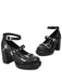 Punk Cross Buckle Ankle Strap Chunky High Heels - vintage shoes, retro heels