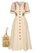 She slips into this Pure Cotton 1940s V-Neck Floral Dress and suddenly it's a 1940s daydream