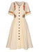 Pure Cotton Beige 1940s V-Neck Floral Dress: where 1940s romance meets her modern spirit