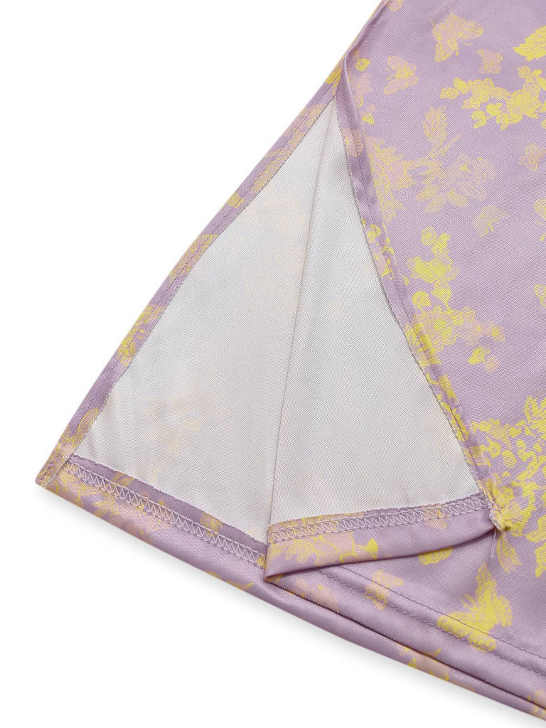 Purple 1930s Butterfly Floral Mermaid Slip Dress - vintage dress, retro fashion