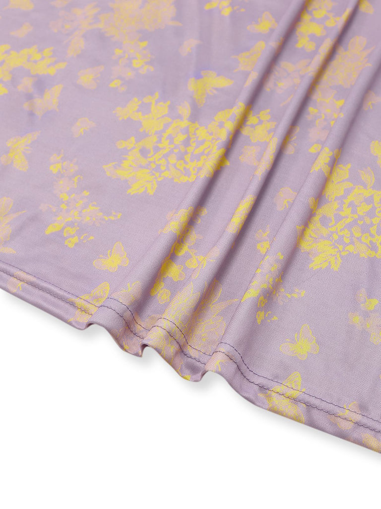 Purple 1930s Butterfly Floral Mermaid Slip Dress - vintage dress, retro fashion