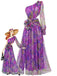 Purple 1930s Mesh One-Shoulder 3D Floral Evening Dress, vintage dress, retro fashion, floral print - perfect for women who love vintage and retro fashion