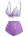 Purple 1950s Daisy Bow Strap Swimsuit, vintage swimsuit, pin-up swimwear - perfect for women who love vintage and retro fashion