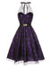 Purple 1950s Laser Mesh Spiderweb Halter Dress, vintage dress, retro fashion, rockabilly, pin-up fashion - perfect for women who love vintage and retro fashion