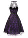 Purple 1950s Laser Mesh Spiderweb Halter Dress, vintage dress, retro fashion, rockabilly, pin-up fashion - perfect for women who love vintage and retro fashion
