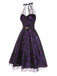 Purple 1950s Laser Mesh Spiderweb Halter Dress, vintage dress, retro fashion, rockabilly, pin-up fashion - perfect for women who love vintage and retro fashion
