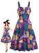 Purple 1950s Patchwork Gothic Halloween A-Line Dress, vintage dress, retro fashion, rockabilly, pin-up fashion - vintage inspired fashion