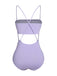 This Purple 1950s Spaghetti Strap Bandeau Swimsuit carries 1950s vacation dreams in every stitch