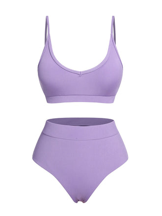 Purple 1950s Spaghetti Straps Solid Swimsuit, vintage swimsuit, pin-up swimwear - perfect for women who love vintage and retro fashion