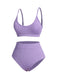 Purple 1950s Spaghetti Straps Solid Swimsuit, vintage swimsuit, pin-up swimwear - perfect for women who love vintage and retro fashion
