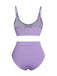Purple 1950s Spaghetti Straps Solid Swimsuit, vintage swimsuit, pin-up swimwear - perfect for women who love vintage and retro fashion