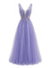 Purple 1950s Tulle V-Neck Embroidered Maxi Dress - vintage dress, retro fashion, rockabilly, pin-up fashion for vintage lovers