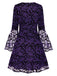 Purple 1960s Bats Mesh Bell Sleeves Dress, vintage dress, retro fashion - perfect for women who love vintage and retro fashion