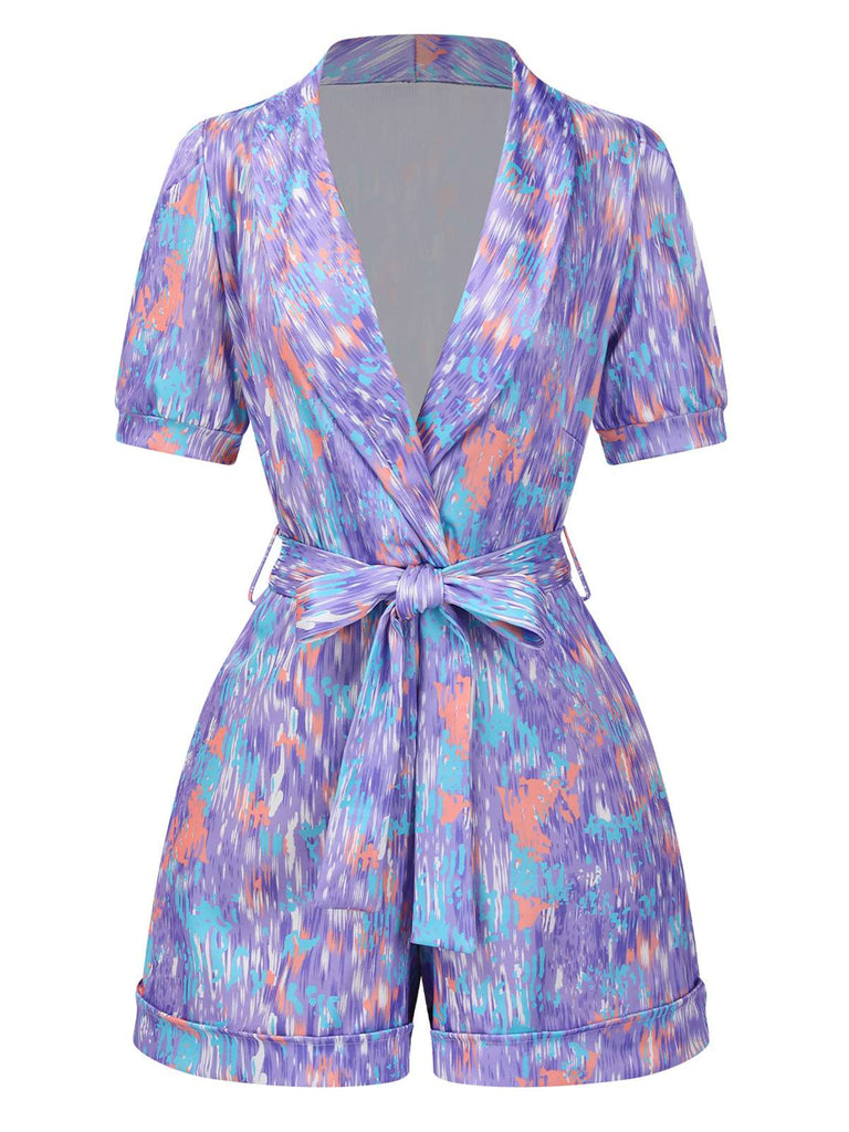 1960s Deep VNeck Belted Lapel | 1960s | vintage romper, retro jumpsuit