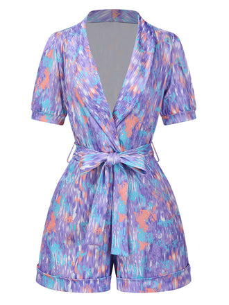 1960s Deep VNeck Belted Lapel | 1960s | vintage romper, retro jumpsuit