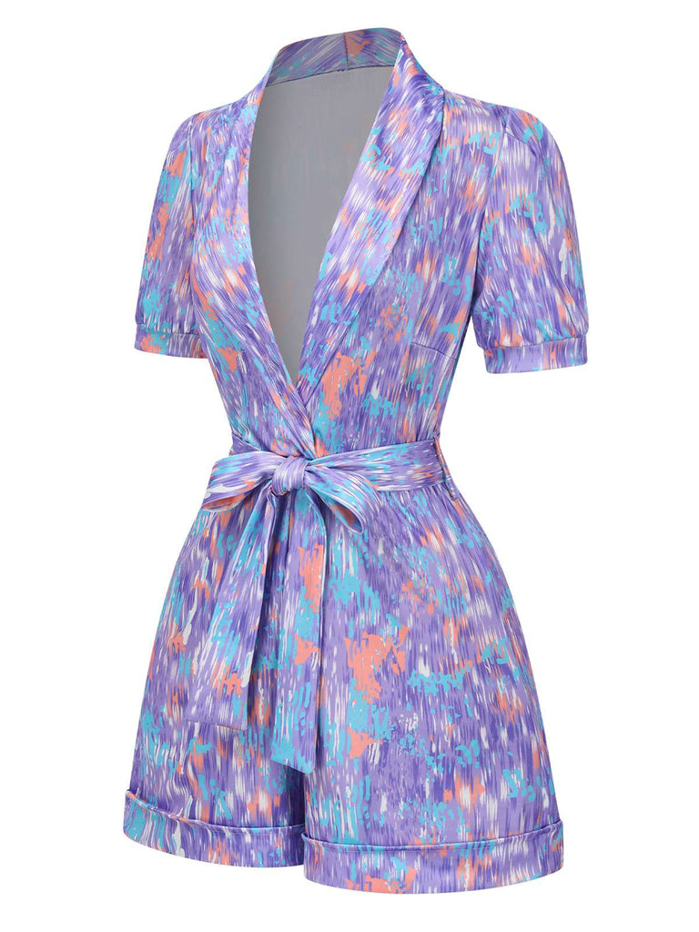 1960s Deep VNeck Belted Lapel | 1960s | vintage romper, retro jumpsuit