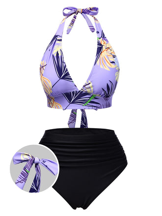 1960s Tropical Plants LaceUp Halter | 1960s | vintage swimsuit, retro beachwear