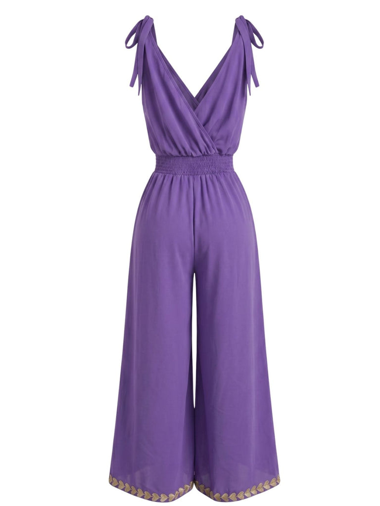 Purple 1940s V Neck Vintage Jumpsuit 3
