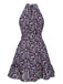 This Purple 1980s Ditsy Floral Sleeveless Dress wraps her in 1980s elegance, one twirl at a time
