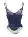 Purple 1980s Gothic Cross Velvet Lace Camisole - vintage fashion, retro style