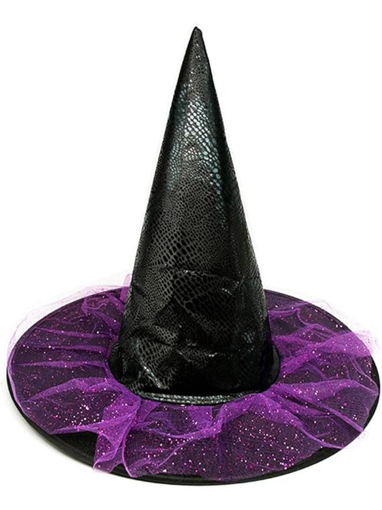 Purple Pointed Halloween Leather Witch Hat - vintage fashion, retro style