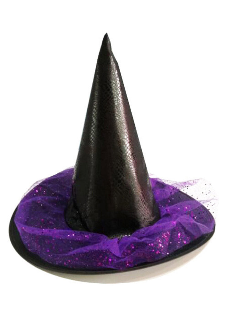 Purple Pointed Halloween Leather Witch Hat - vintage fashion, retro style