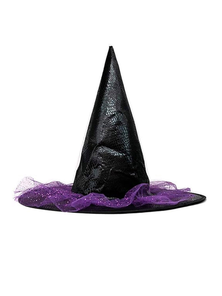 Purple Pointed Halloween Leather Witch Hat - vintage fashion, retro style