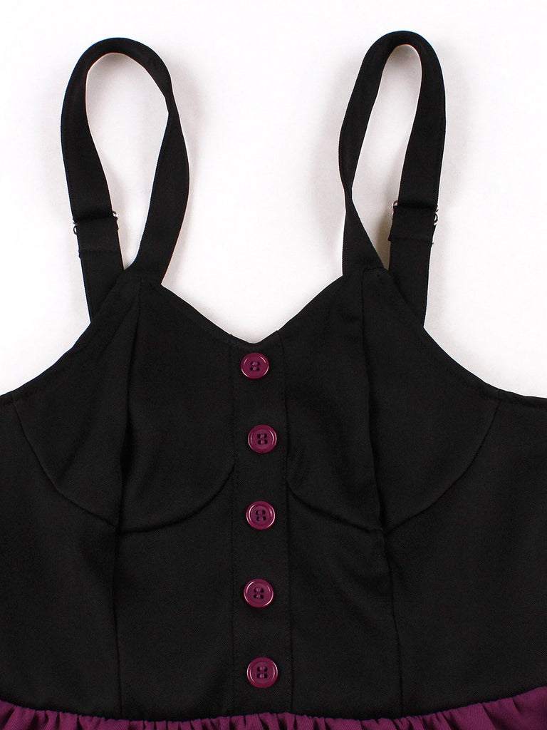 Purplish Red 1950s Cat Wide-Strap Swing Dress - vintage dress, retro fashion, rockabilly
