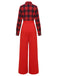 Red 1930s Christmas Plaid Jumpsuit — vintage elegance for the modern woman