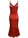 Red 1930s Christmas Strap Snowflake Mermaid Dress — vintage elegance for the modern woman