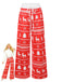 Red 1930s Christmas Tree Reindeer Pants - vintage fashion, retro style, elegant red