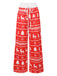 Red 1930s Christmas Tree Reindeer Pants - vintage fashion, retro style, elegant red