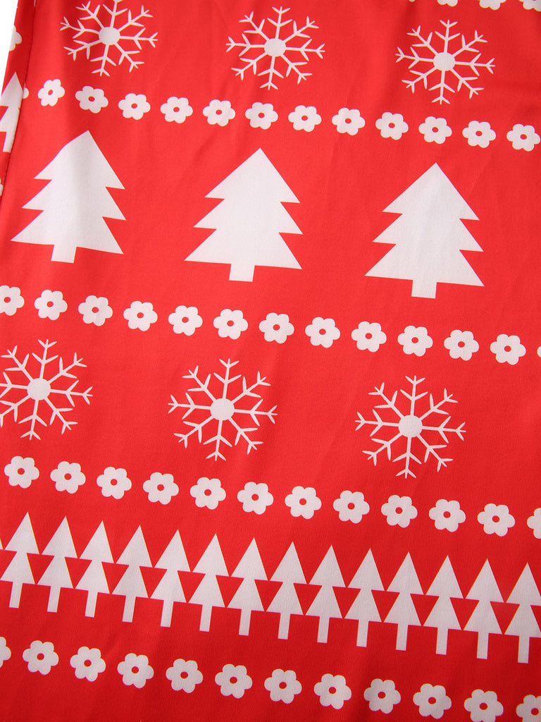 Red 1930s Christmas Tree Reindeer Pants - vintage fashion, retro style, elegant red