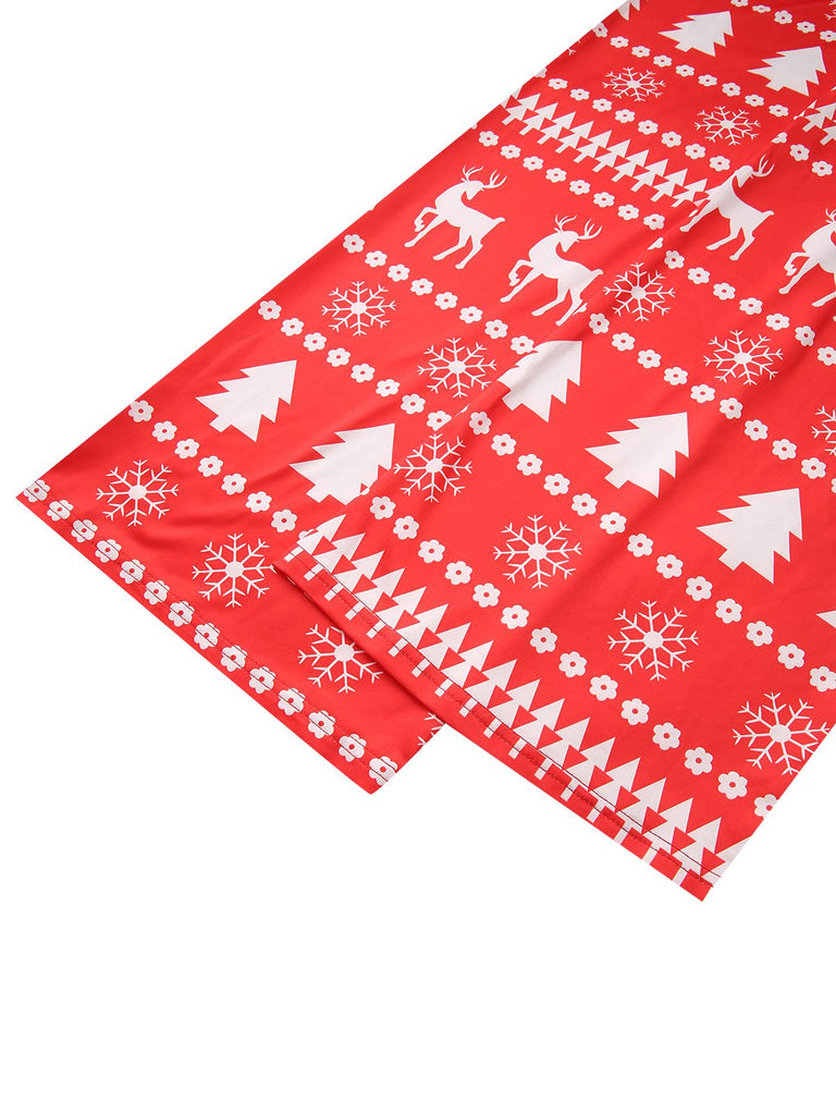 Red 1930s Christmas Tree Reindeer Pants - vintage fashion, retro style, elegant red