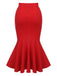 Red 1930s Elastic Solid Mermaid Skirt: timeless style reimagined
