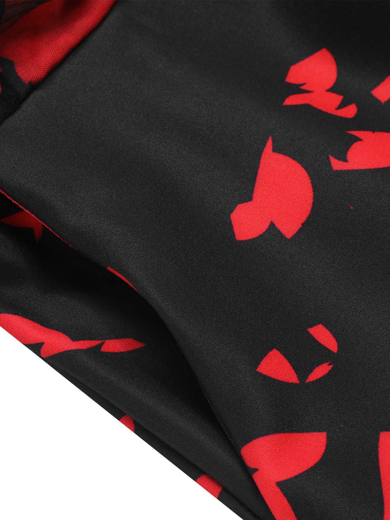 Red 1930s Halloween V-Neck Bat Jumpsuit: timeless style reimagined