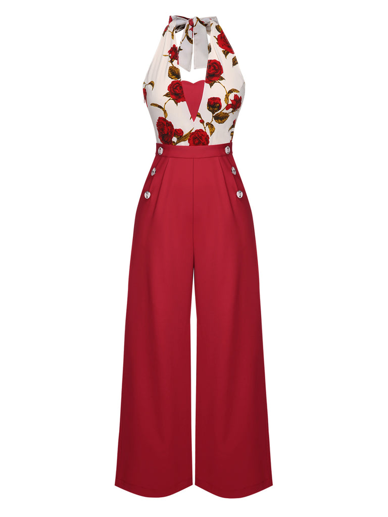 1930s Halter Deep VNeck Jumpsuit | 1930s | vintage romper, retro jumpsuit