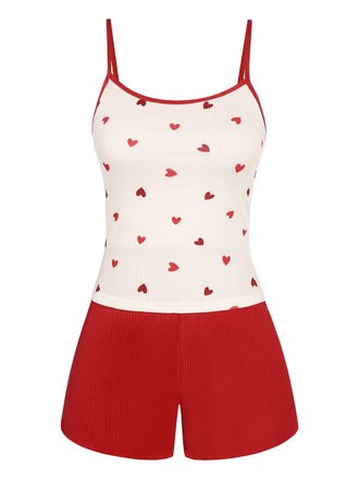 Red 1930s Heart Pajama Set, vintage fashion, retro style - perfect for women who love vintage and retro fashion