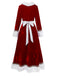 Red 1930s Mrs. Claus Costume Velvet Dress Set - vintage dress, retro fashion, elegant red