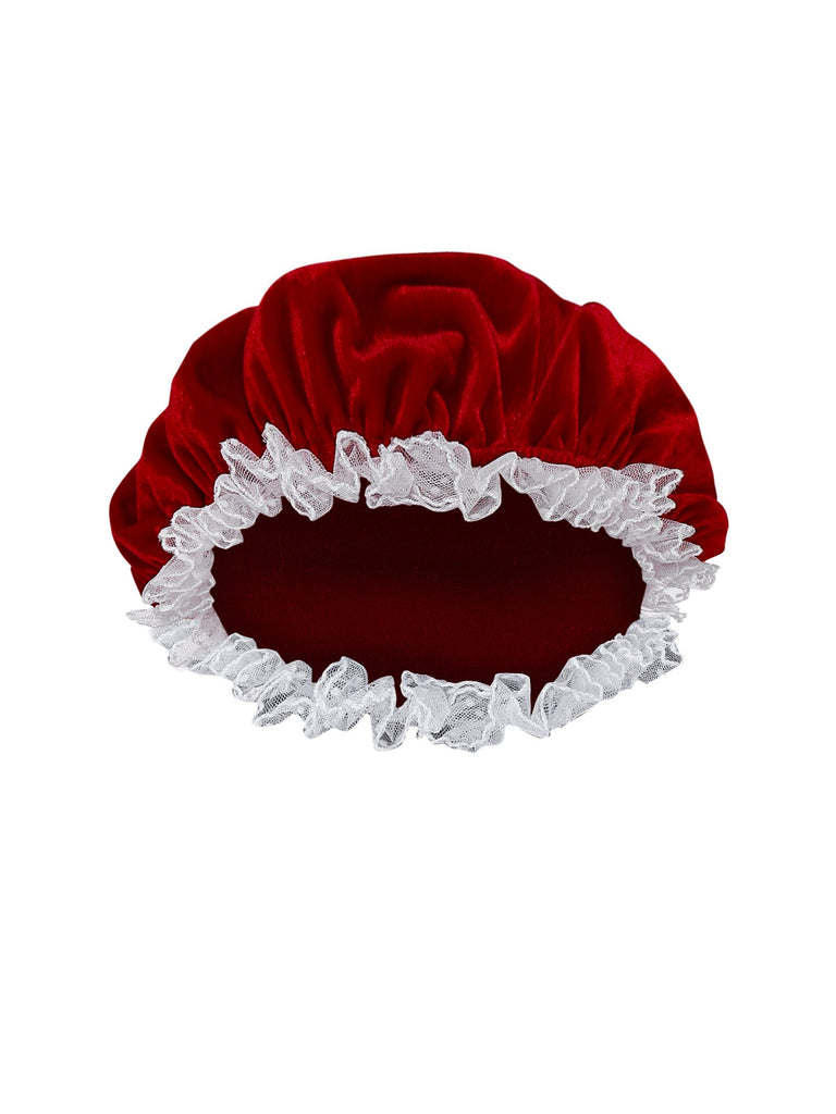 Red 1930s Mrs. Claus Costume Velvet Dress Set - vintage dress, retro fashion, elegant red