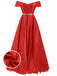 She slips into this Red 1930s Off-Shoulder Maxi Evening Dress and suddenly it's a 1930s daydream