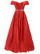 Red 1930s Off-Shoulder Maxi Evening Dress: where 1930s romance meets her modern spirit