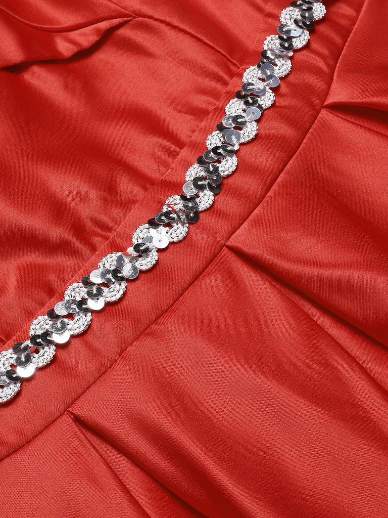 Red 1930s Off-Shoulder Maxi Evening Dress — a 1930s silhouette that turns sidewalks into runways