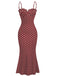 Red 1930s Polka Dot Spaghetti Strap Fishtail Dress, vintage dress, retro fashion - perfect for women who love vintage and retro fashion