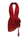 Red 1930s Retro Halter Solid One-piece Swimsuit — because 1930s glamour never goes out of style