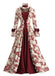 Deep Red 1930s Floral Square Neck Dress