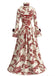 Deep Red 1930s Floral Square Neck Dress 2