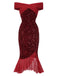 Red 1930s Sequined Off-Shoulder Dress, vintage dress, retro fashion - perfect for women who love vintage and retro fashion